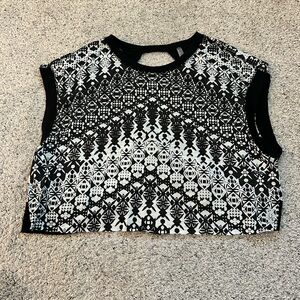 New Free People Black and White My Time Short Sleeve Top